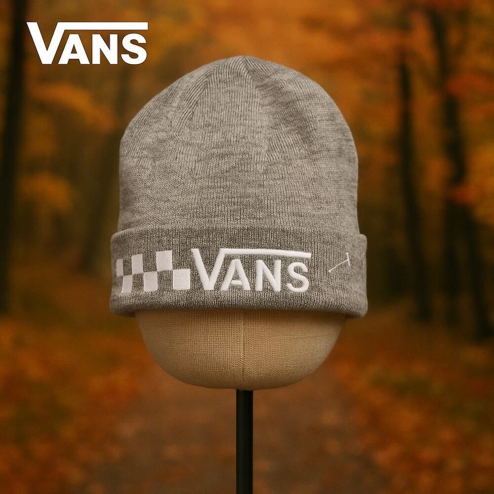 Vans Grey Unisex Men’s Women’s Knit Embroidered Hat Beanie LOGO OS